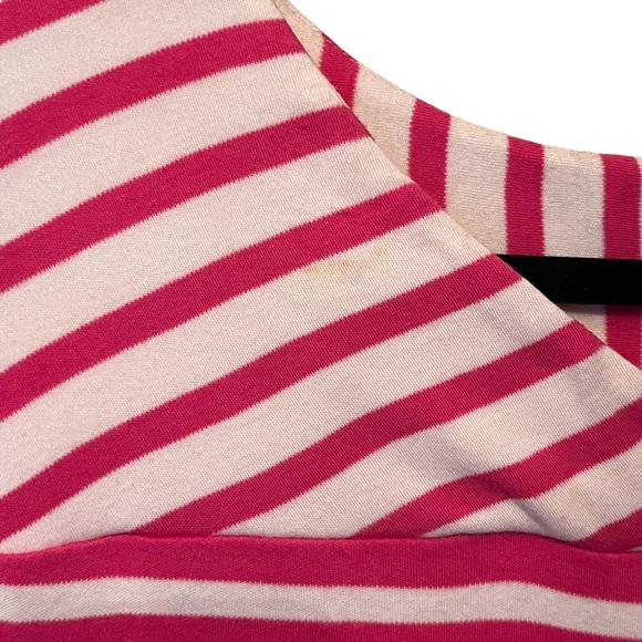 Kim Rogers Women’s Criss Cross V-Neck Top Pink Stripe Sz Medium - Picture 4 of 6